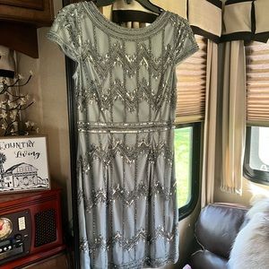 Adrianna Papell light Blue Sequin Dress Size 4 absolutely beautiful!
